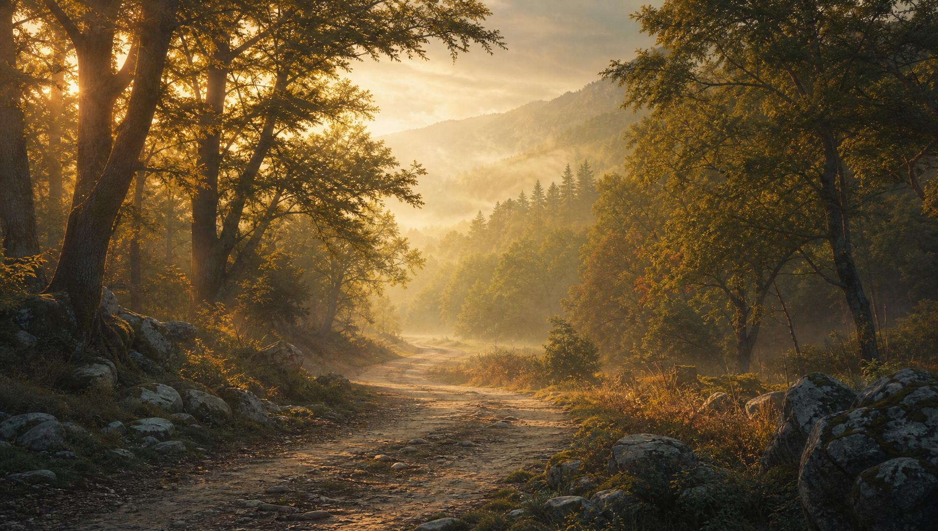 A wide path through open forest